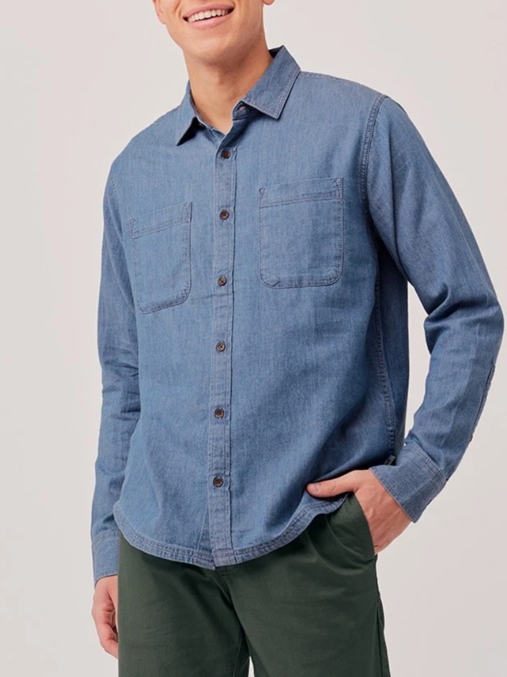 Pact organic cotton chambray ranch denim shirt